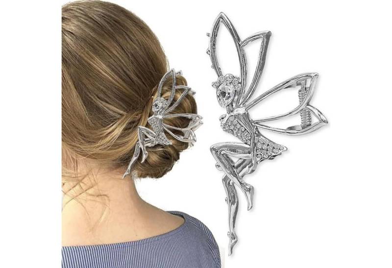 LuxusKollektion Haarklammer Elfen Haarklammer Strass Silber Haarspange groß Damen Hair Clip Feen von LuxusKollektion