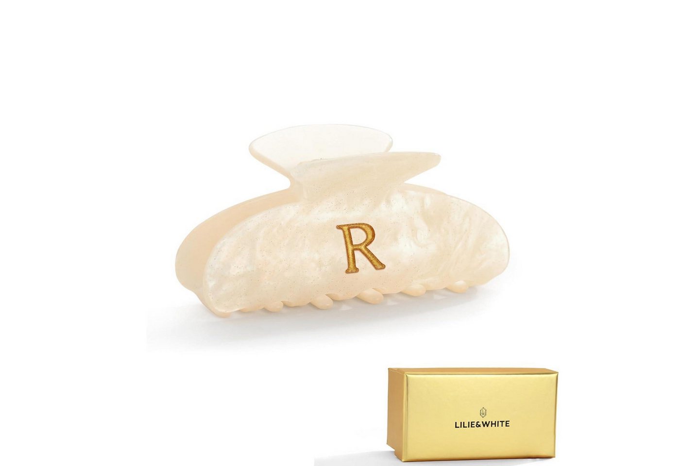 LuxusKollektion Haarklammer Haarklammer Damen Perlmutt Kunstharz Buchstabe 1 stück (1er Pack) R von LuxusKollektion