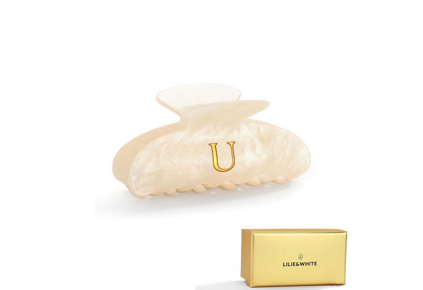 LuxusKollektion Haarklammer Haarklammer Damen Perlmuttoptik Haaraccessoire 1 Stück (1er Pack) U von LuxusKollektion