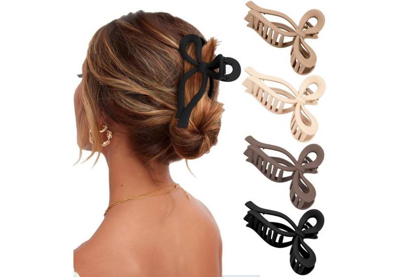 LuxusKollektion Haarklammer Haarklammer Schleife Schmetterling Hair Clips 4 Stück 11cm Damen von LuxusKollektion
