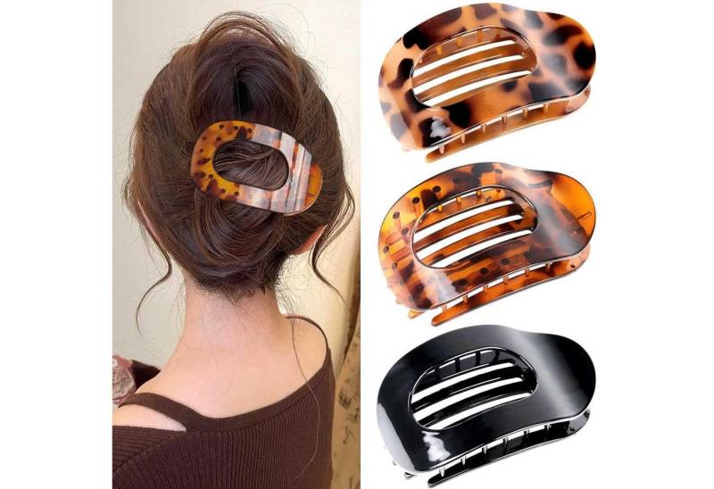 LuxusKollektion Haarklammer Haarklammern Damen Leopardenmuster Flach Claw Clip 3 Stück Medium von LuxusKollektion