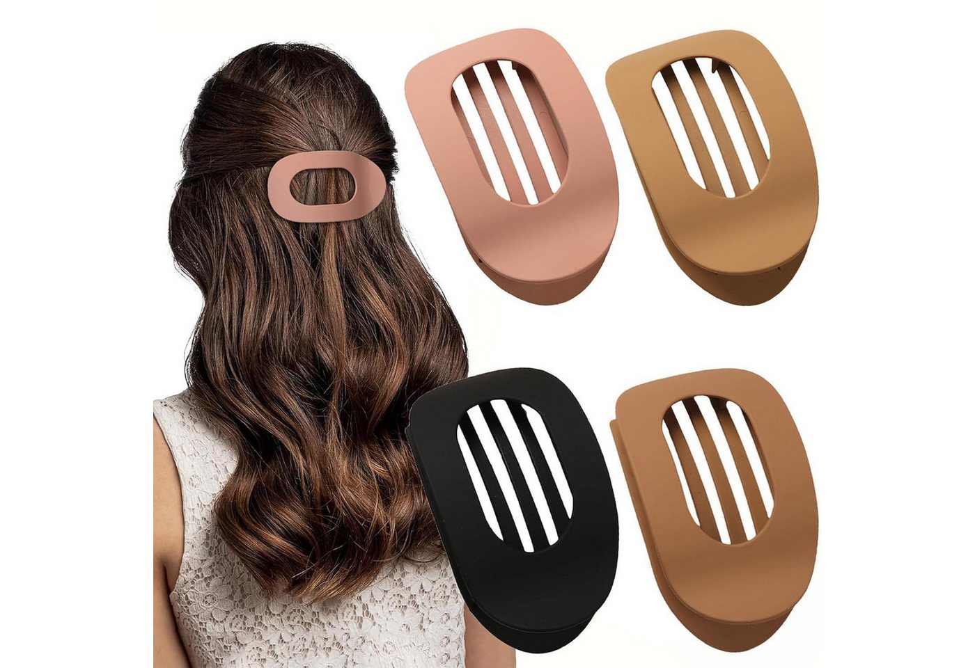 LuxusKollektion Haarklammer Haarklammern flach braun 4er Set Damen dickes dünnes Haar Matte von LuxusKollektion