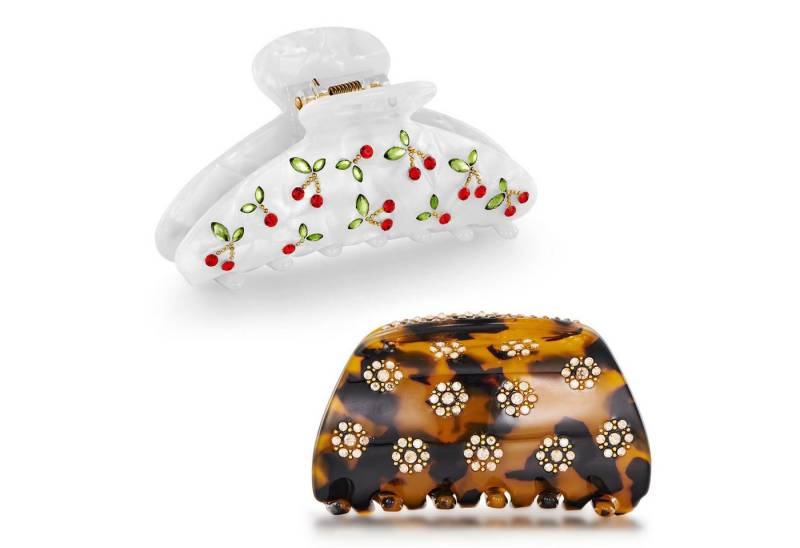 LuxusKollektion Haarklammer Haarspangen-Set 2er-Pack Damen Kirsch Blumen Design hypoallergen von LuxusKollektion