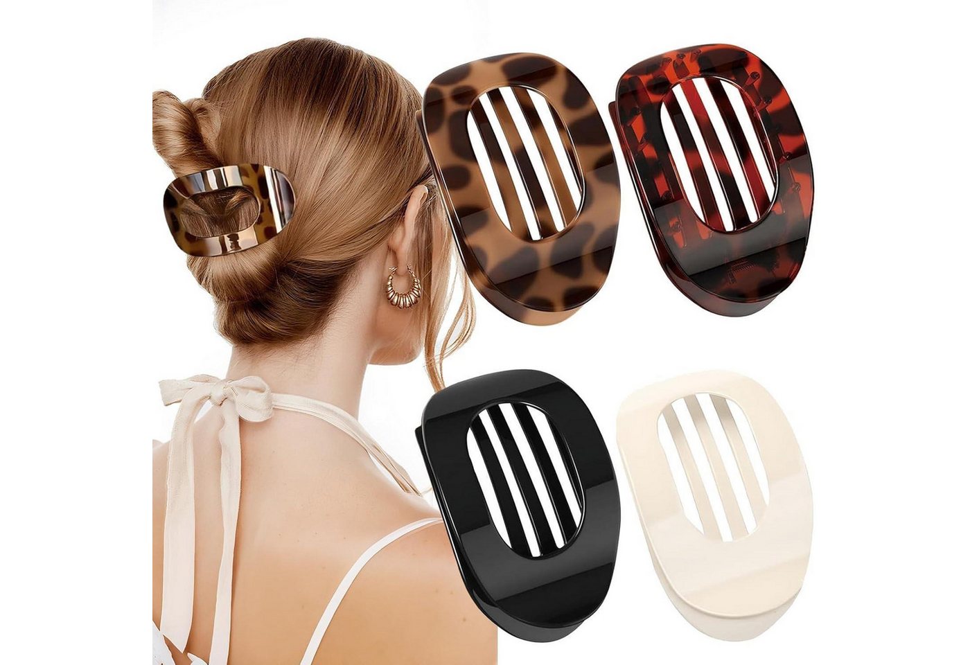 LuxusKollektion Haarklammer Haarspangen flach Damen Set Leopardenmuster Benglatt Haarspange von LuxusKollektion