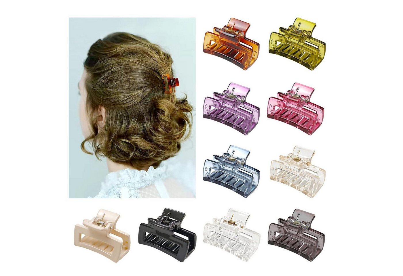 LuxusKollektion Haarklammer Kleine Haarspangen Damen 10 Stück Eckig 4 CM Haarklammer von LuxusKollektion