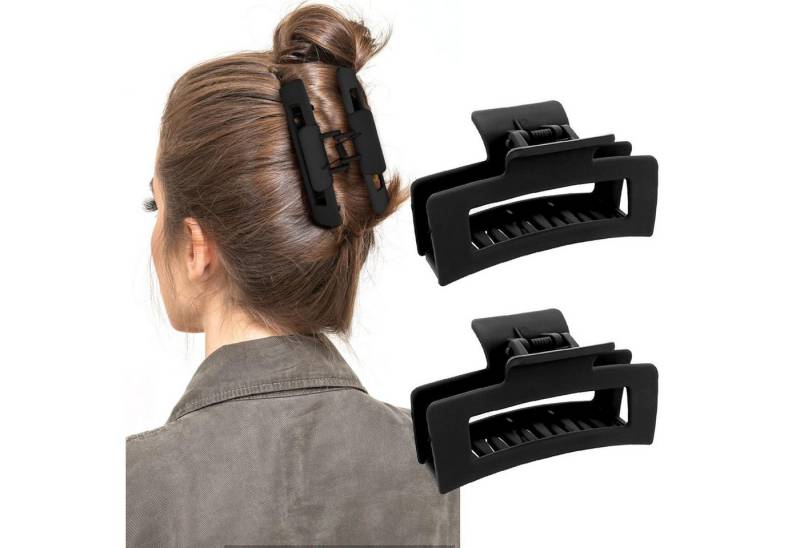 WLLHYF Haarklammer Quadratische Klauenclips 2 Stück 8.5 cm Matt Schwarz-Modisch von WLLHYF