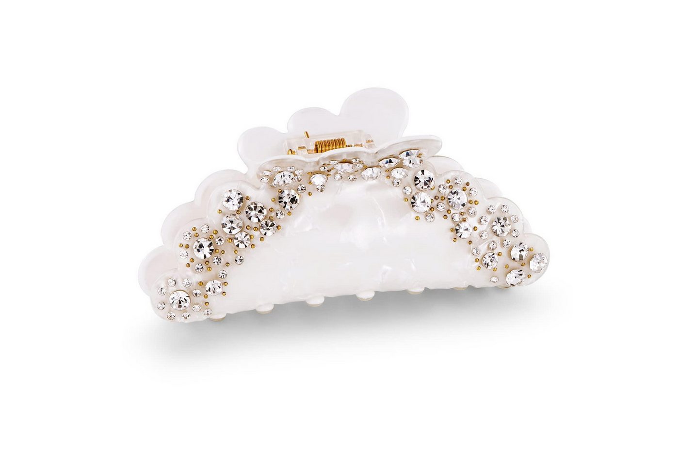 LuxusKollektion Haarklammer Weiße Haarklammer mit Strasssteinen aus Acryl - Elegante Damen Spange von LuxusKollektion