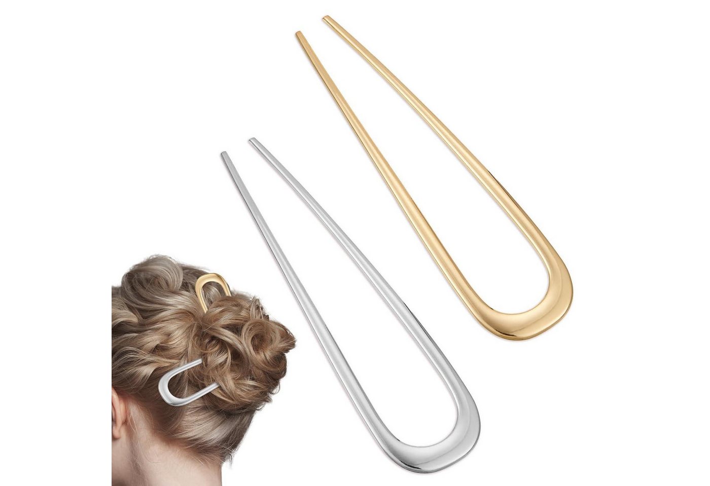 LuxusKollektion Haarnadeln 2er Set U-förmige Haarnadeln 14cm Metall Hairpin Clip für Damen Frauen von LuxusKollektion