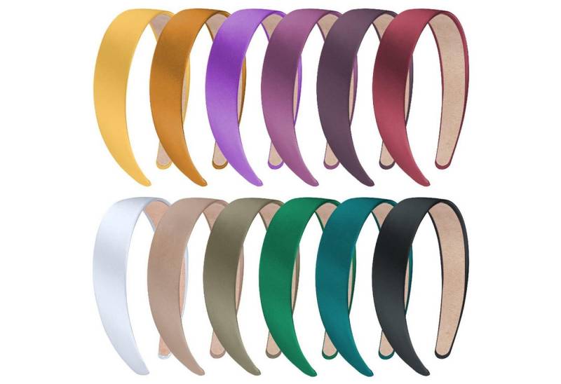 LuxusKollektion Haarreif 12 Stück 3cm Satin Haarreifen DIY Stirnbänder für Frauen Mädchen 12 von LuxusKollektion
