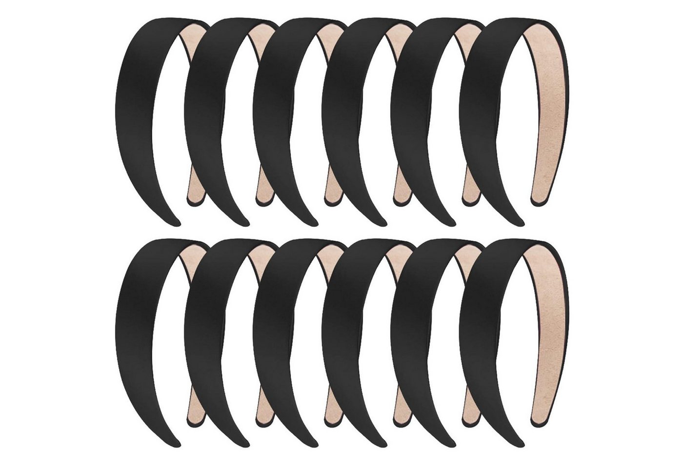 LuxusKollektion Haarreif 12 Stück Schwarze Satin Haarreifen Damen 1 Zoll Breit von LuxusKollektion