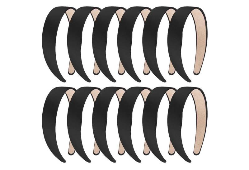 LuxusKollektion Haarreif 12 Stück Schwarze Satin Haarreifen Damen 1 Zoll Breit von LuxusKollektion