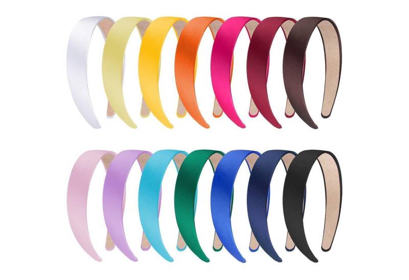 LuxusKollektion Haarreif 14er Pack Stirnbänder Satin Haarreifen breit für Frauen Mädchen in 14 von LuxusKollektion