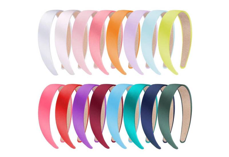 LuxusKollektion Haarreif 16 Stück Haarreifen Satin Stirnband breit 2,54 cm Frauen Mädchen 16 von LuxusKollektion