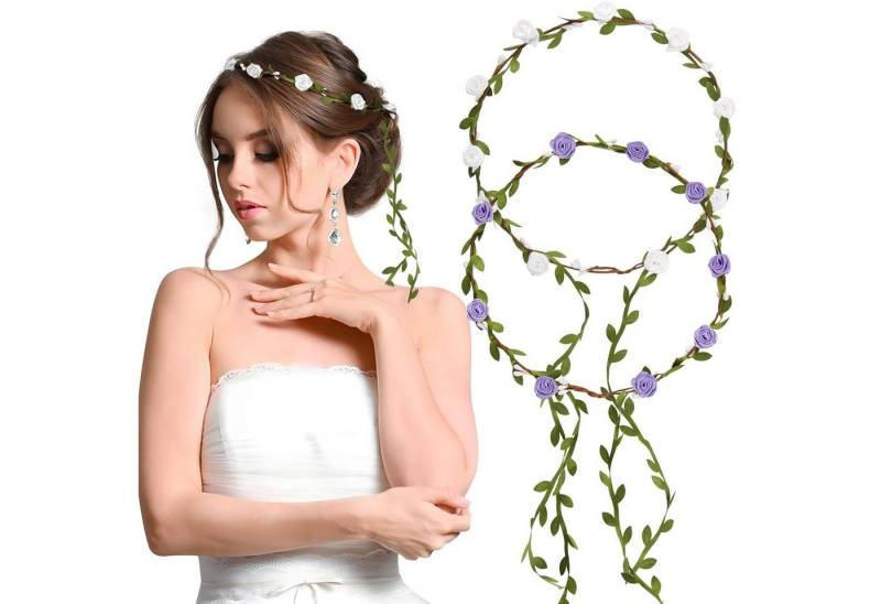 BETESSIN Haarreif 2Pcs Blumenkranz Haarband Damen Mädchen Hochzeit Party von BETESSIN