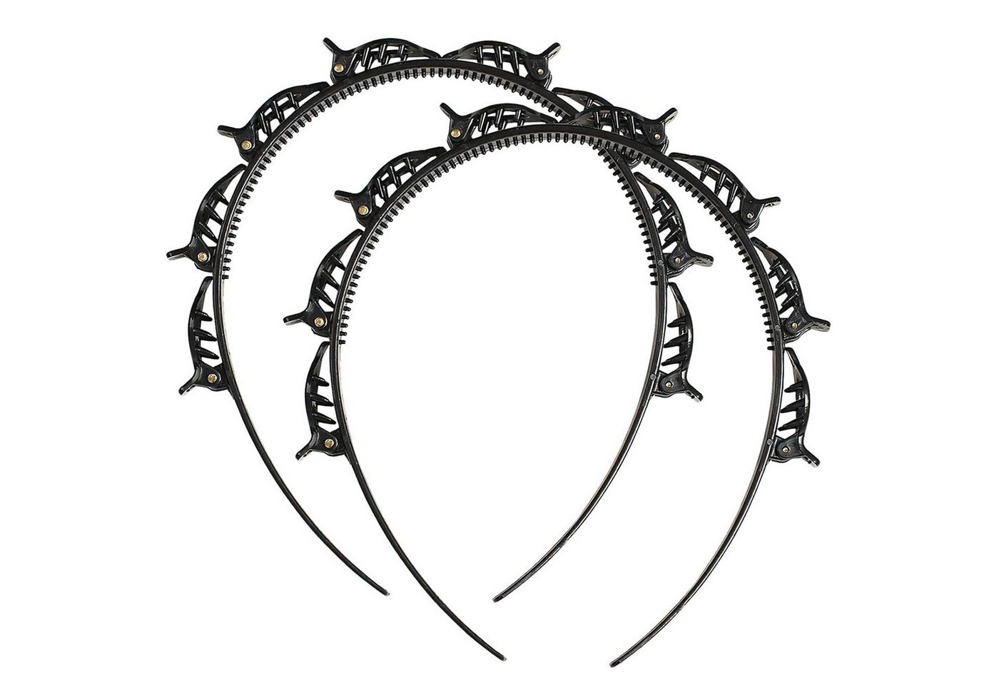 LuxusKollektion Haarreif 2er Set Haarreifen mit Klammern Schwarz - Haarreif mit Clips für Damen von LuxusKollektion