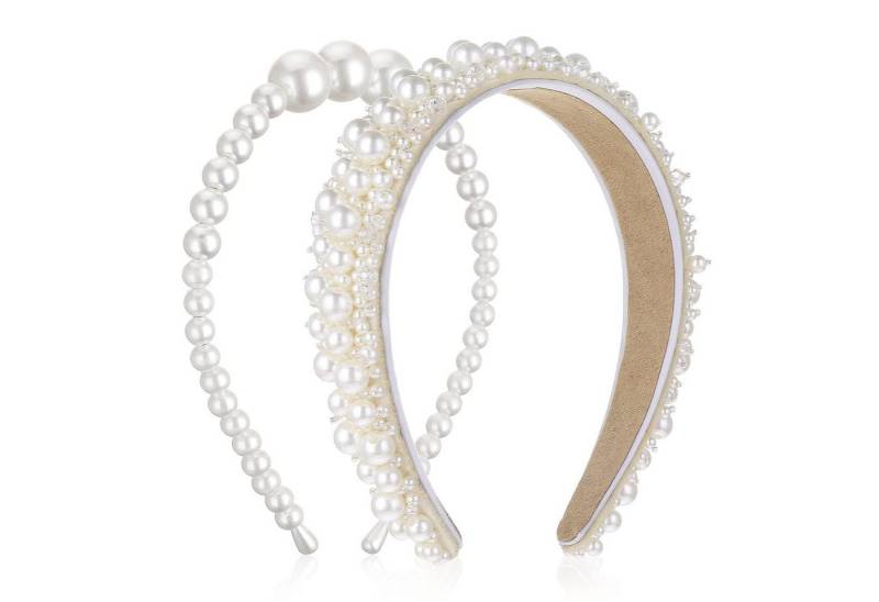 LuxusKollektion Haarreif 2er Set Perlen Haarreif Braut Mädchen Weiß Hochzeit Stirnband Damen von LuxusKollektion
