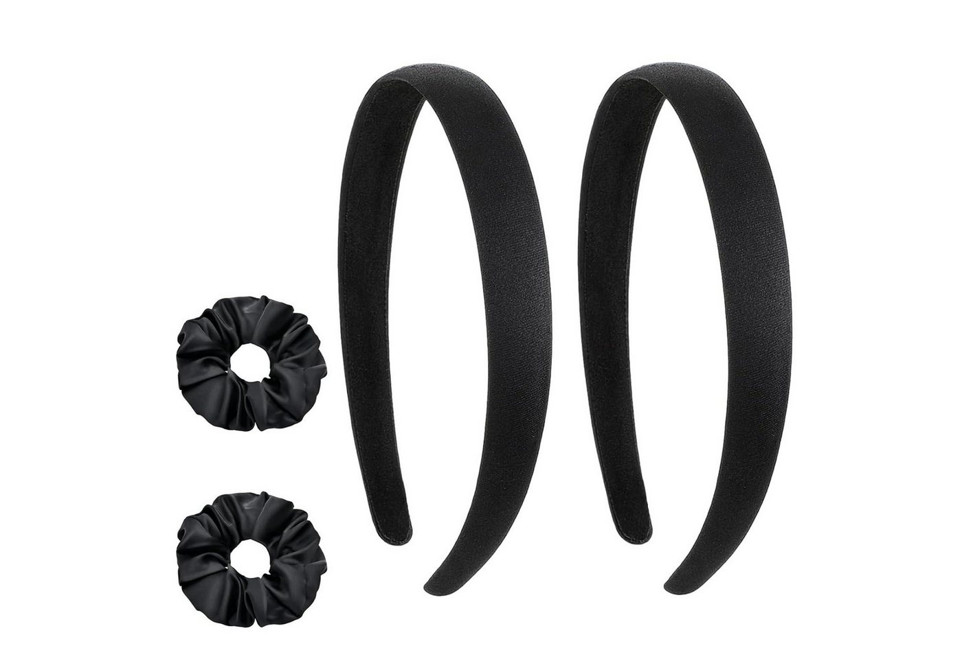 LuxusKollektion Haarreif 2er Set Satin-Stirnbänder Schwarz Haarreifen Damen, Modisch Rutschfest von LuxusKollektion