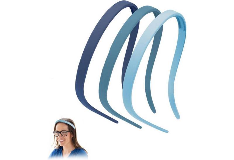 Auiremrti Haarreif 3er Set Flex-Haarreifen Brillenträger Haarband blau matt rutschfest von Auiremrti