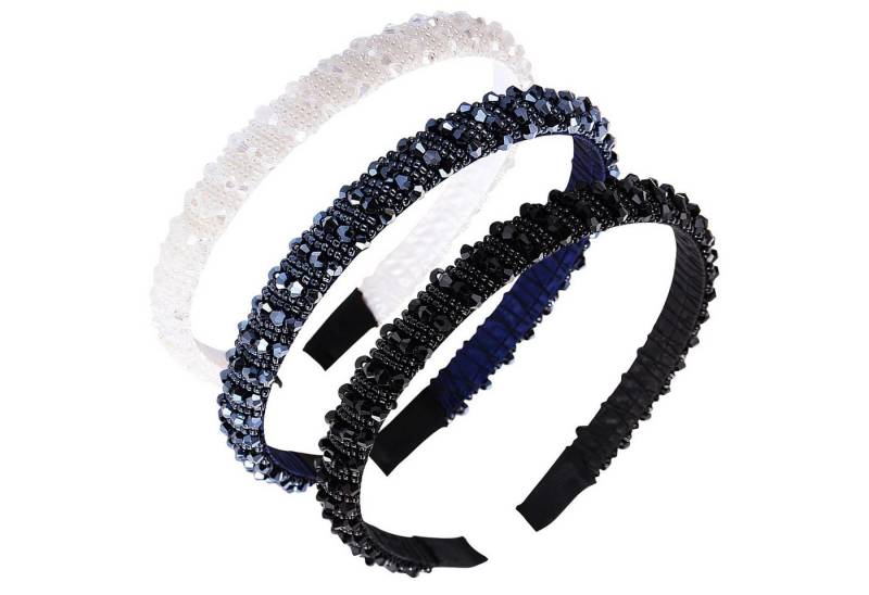 LuxusKollektion Haarreif 3er Set Haarreif Damen Kristallperlen Glitzer Strass Stirnbänder von LuxusKollektion