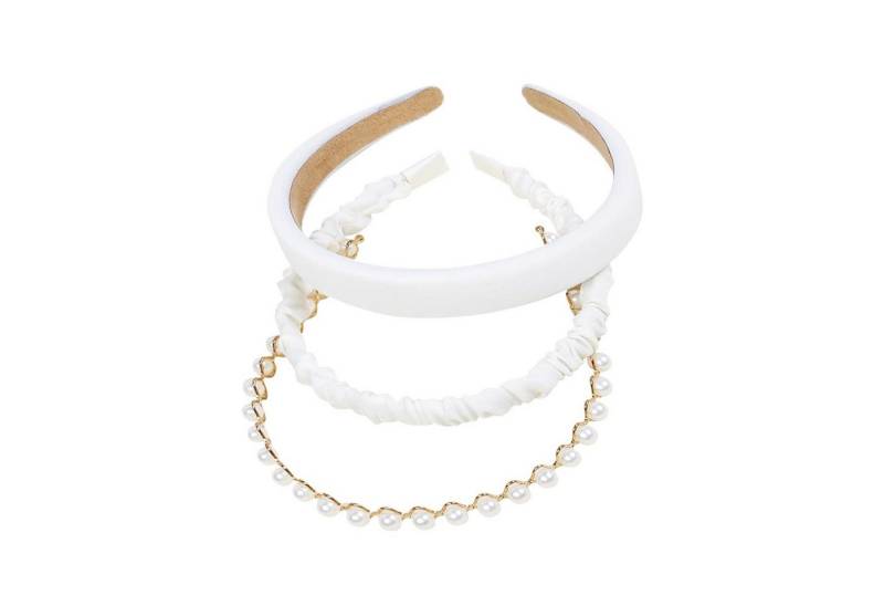 LuxusKollektion Haarreif 3er Set Weißer Haarreif Damen Haarband Mädchen Vintage Stoff Schmuck von LuxusKollektion