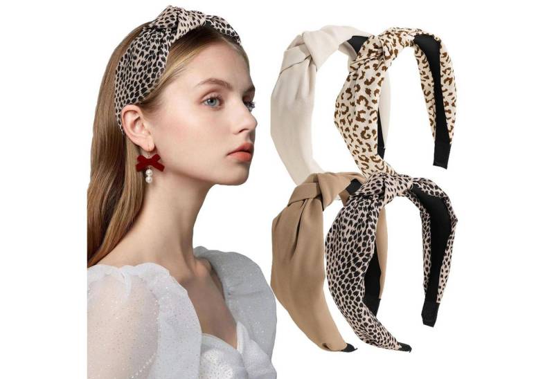 EUDUQ Haarreif 4er Set Damen Stirnbänder Retro Haarreif Leopardmuster von EUDUQ