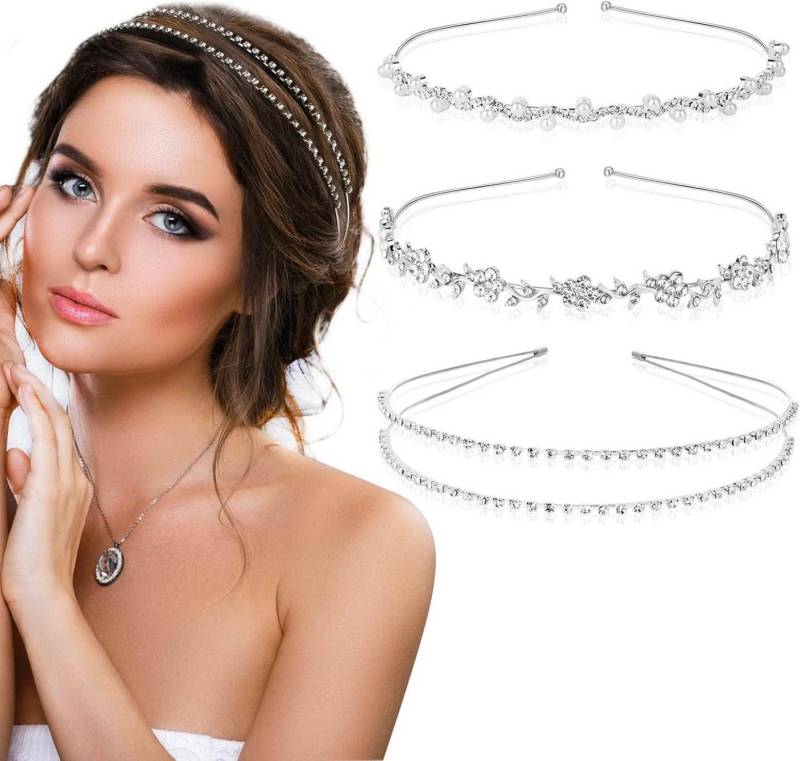 BETESSIN Haarreif Braut Stirnband Strass Blumen Perlen Haarreif Mädchen Hochzeit von BETESSIN