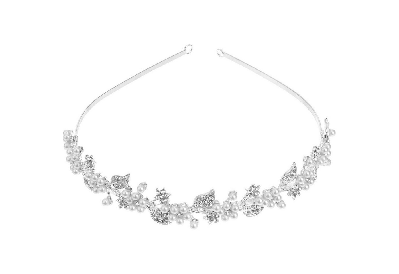 LuxusKollektion Haarreif Brautschmuck Hochzeit Tiara Kristall Strass Perle Haarband Silber von LuxusKollektion