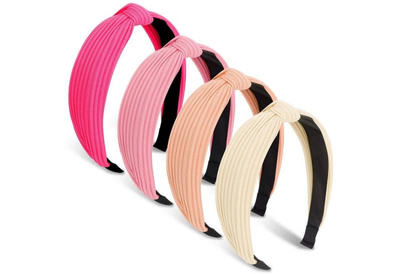 LuxusKollektion Haarreif Breite Stirnbänder Damen 4er Pack geknotet Haarreifen Boho Anti-Rutsch von LuxusKollektion