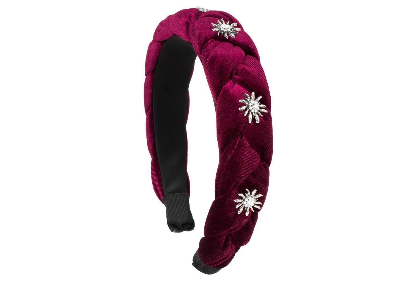 LuxusKollektion Haarreif Haarreif Dirndl Edelweiß Trachten Samt Geflochten Damen Rot dunkelrot von LuxusKollektion
