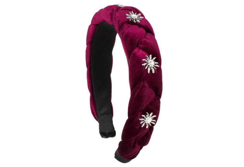 LuxusKollektion Haarreif Haarreif Dirndl Edelweiß Trachten Samt Geflochten Damen Rot dunkelrot von LuxusKollektion