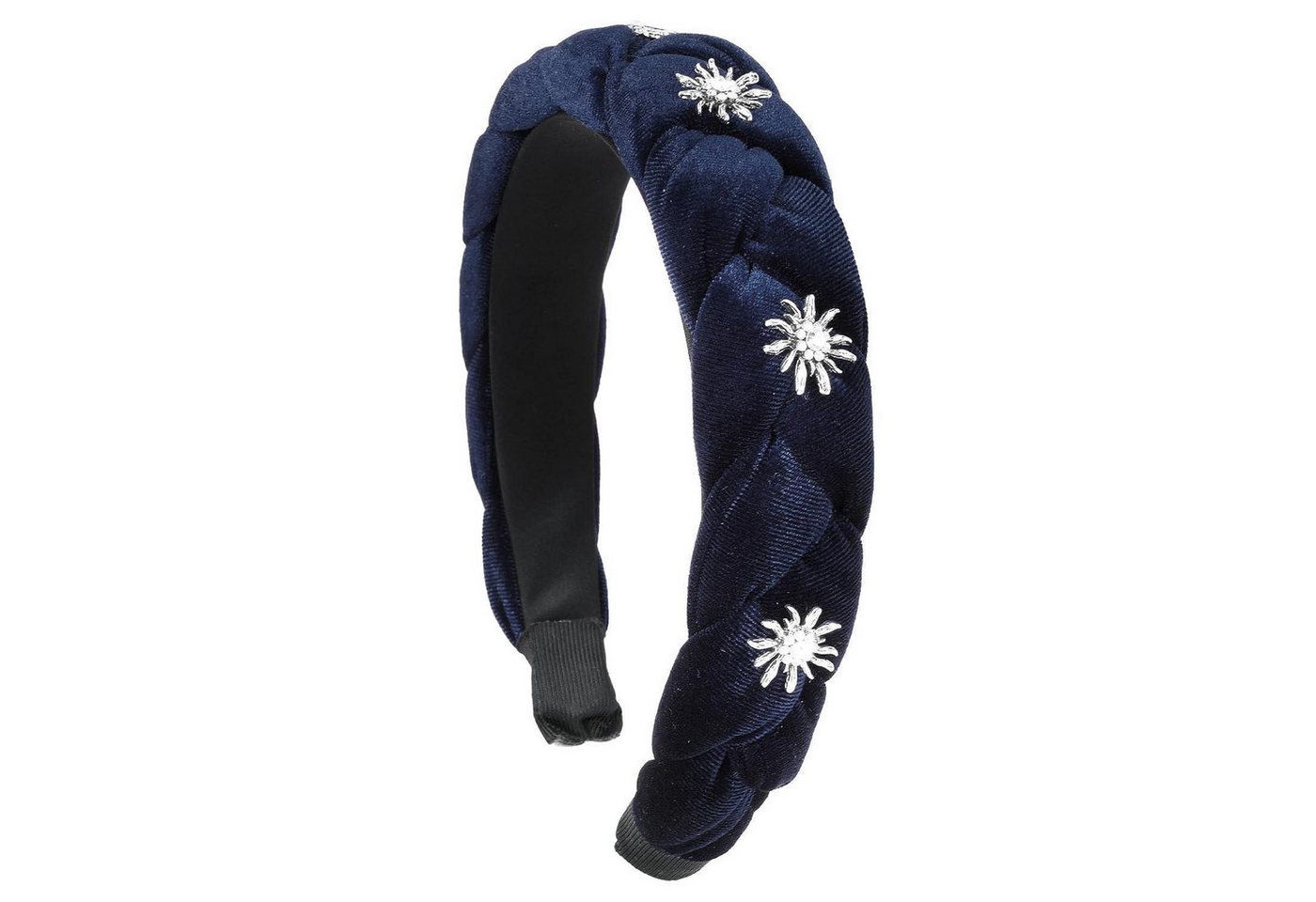 LuxusKollektion Haarreif Haarreif Oktoberfest Dirndl Edelweiß Trachten Geflochten dunkelblau von LuxusKollektion