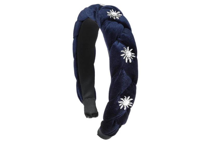 LuxusKollektion Haarreif Haarreif Oktoberfest Dirndl Edelweiß Trachten Geflochten dunkelblau von LuxusKollektion