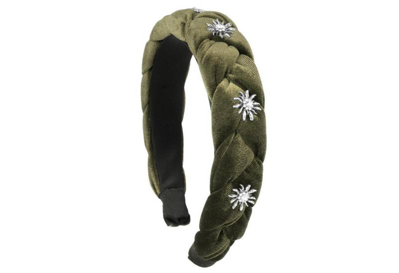 LuxusKollektion Haarreif Haarreif Oktoberfest Dirndl Edelweiß Trachten Haarschmuck grün von LuxusKollektion
