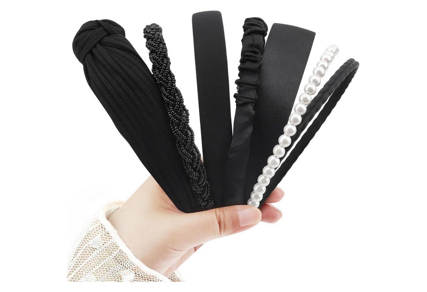 LuxusKollektion Haarreif Haarreifen Damen Set Perlenstirnband 7 Pcs Hair Hoop Set B 7 von LuxusKollektion