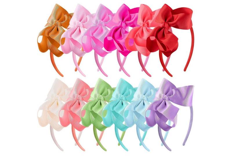 LuxusKollektion Haarreif Haarreifen Schleife Stirnband Süßigkeitsfarbe 12 stück (1er Pack) von LuxusKollektion