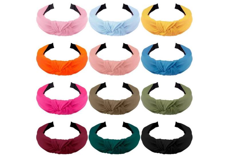LuxusKollektion Haarreif Knoten Stirnband Damen Haarband Mädchen 12 Farben 12 Stück von LuxusKollektion