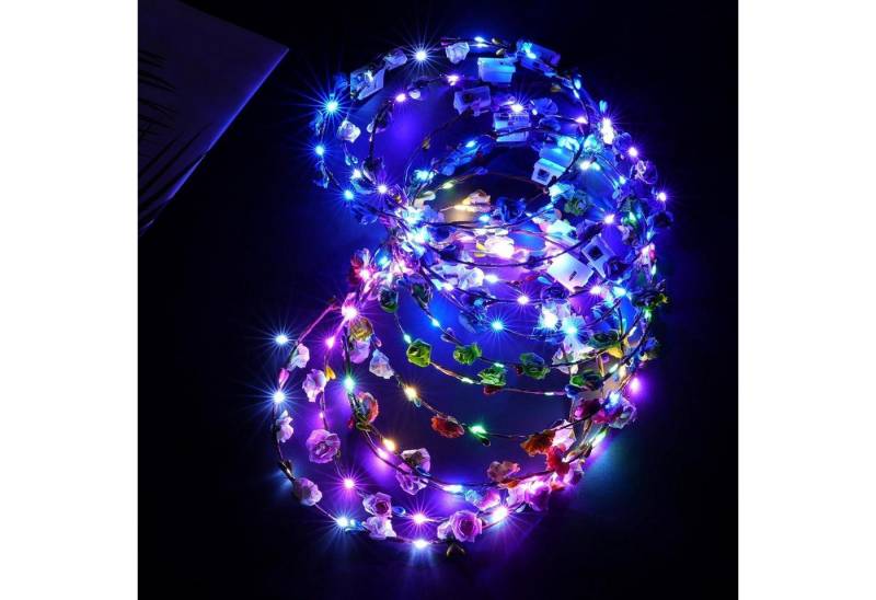 LuxusKollektion Haarreif LED Blumenkranz Stirnband 12PCS Haarkranz Mallorca Party Damen Kinder von LuxusKollektion