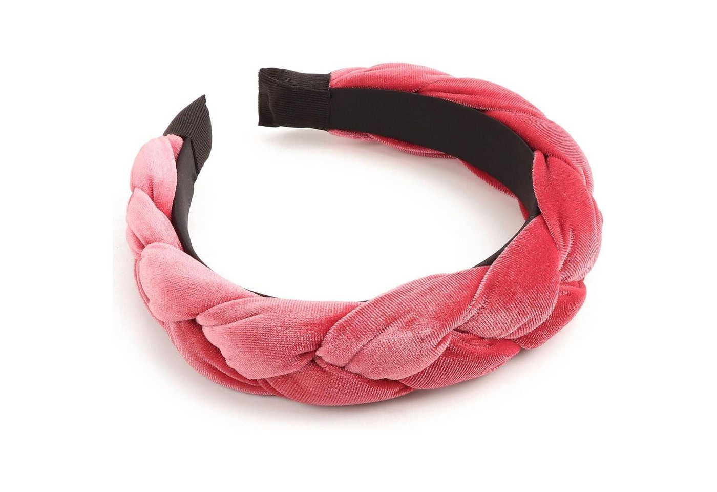 LuxusKollektion Haarreif Stirnband Geflochten Samt Elastisch 1 Pc Hair Hoop Peach Pink 1 von LuxusKollektion