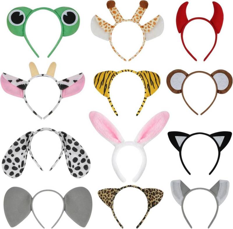 AYBUY Haarreif Tier Haarreifen 12er Set Plüschtierstirnband Kinder Mottoparty von AYBUY