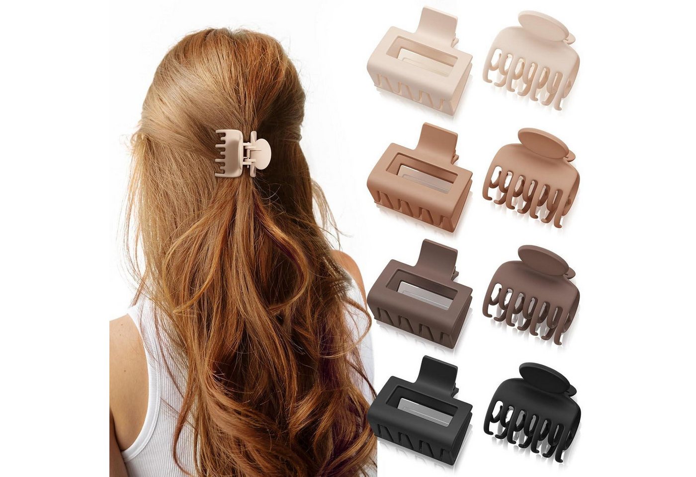 LuxusKollektion Haarspange 8er Set Haarspangen Damen rechteckig zweilagig Doppelzahn Brown von LuxusKollektion