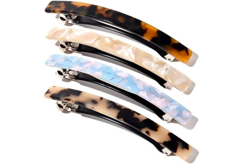 LuxusKollektion Haarspange Große Automatische Haarspange Zelluloid Leopard 10 Cm für Damen von LuxusKollektion