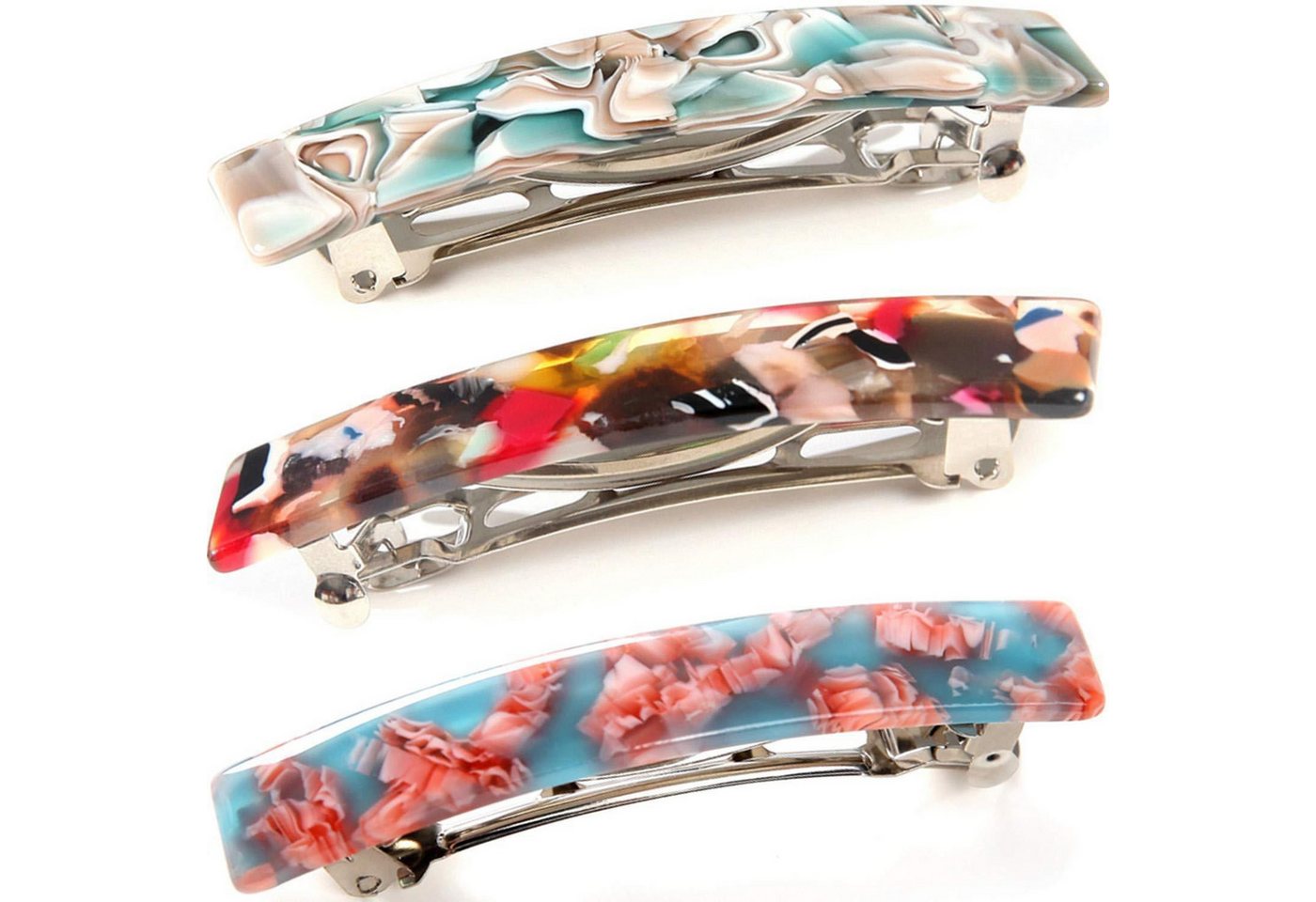 LuxusKollektion Haarspange Haarspange Schildpatt 3 Stück Südsee Rosa Pastellfarbe Marmor Druck von LuxusKollektion