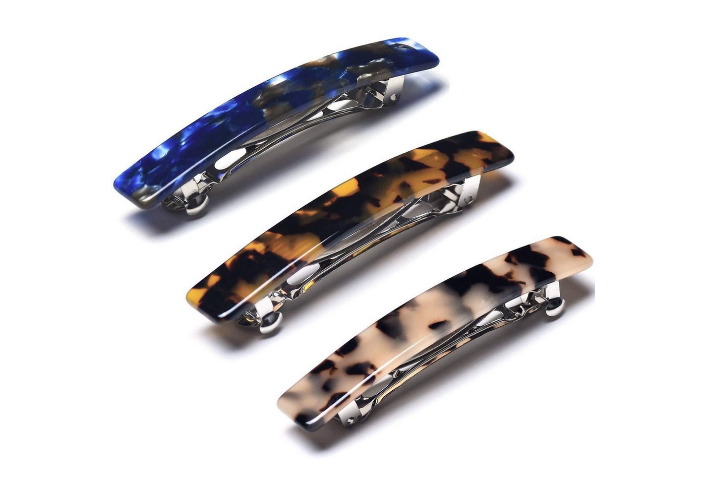 LuxusKollektion Haarspange Haarspangen Damen Automatikklammer 3 Ivory,Navy Blue,Tortoise Shell von LuxusKollektion