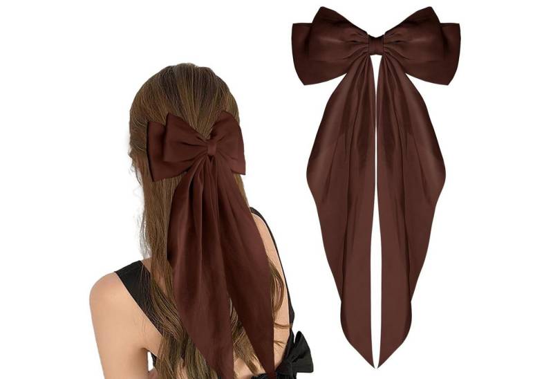 LuxusKollektion Haarspange Haarspangen Schleife Satin Metallschleife 90er Party Dunkelbraun von LuxusKollektion