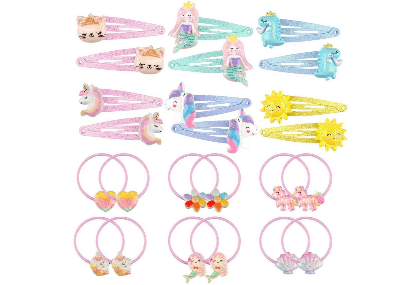 Hopton Haarstyling-Set 24 Mädchen Haarspangen Haargummis Glitzer Regenbogen Blumen Set Hopton Haarstyling-Set 24 Mädchen Haarspangen Haargummis Glitzer Regenbogen Blumen Set von Hopton