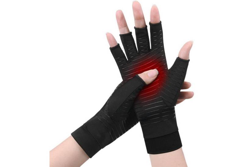 LuxusKollektion Handbandage Kompressionshandschuhe Kupfer Arthritis Fingerlos Herren Schwarz-b S von LuxusKollektion
