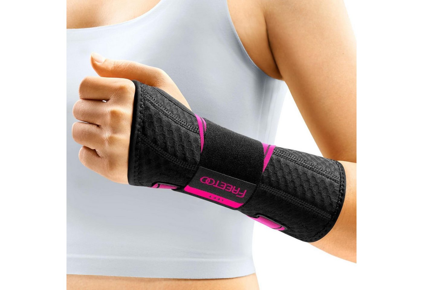 LuxusKollektion Handgelenkstütze Handgelenkstütze Karpaltunnel XS Neue Fassung Linke Hand Kirschrot von LuxusKollektion