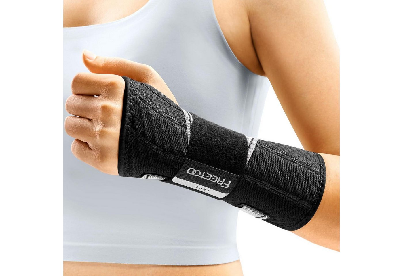 LuxusKollektion Handgelenkstütze Handgelenkstütze XS(Neue-Fassung) Linke Hand (Schwarz-Grau) von LuxusKollektion