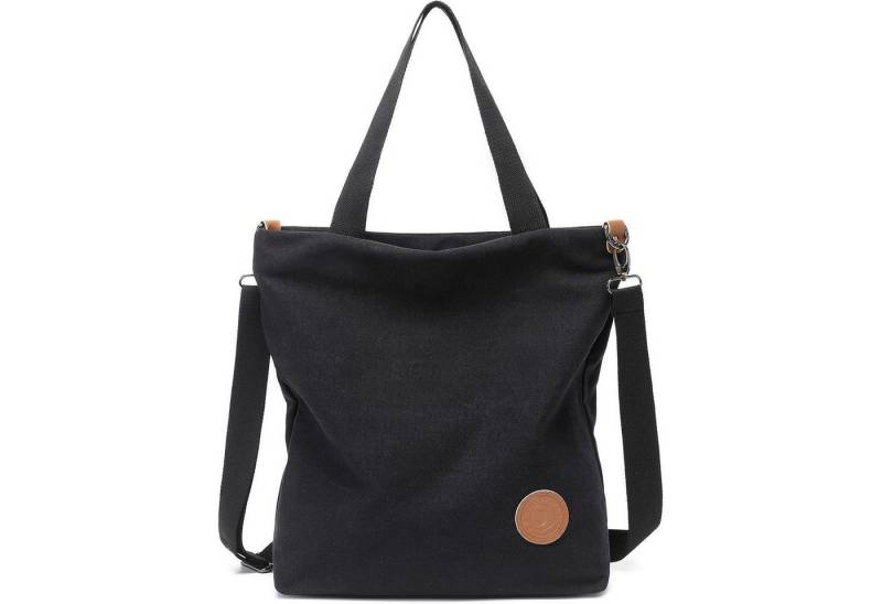LuxusKollektion Handtasche Damen Canvas Handtasche Schultertasche Strandtasche Groß Schwarz von LuxusKollektion
