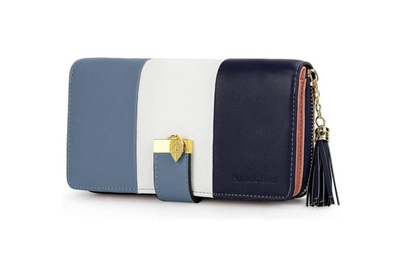 LuxusKollektion Handtasche Damen Geldbörse Leder RFID Schutz 12 Karten Klassisch Dunkelblau von LuxusKollektion